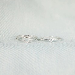 2 bague en argent sterling avec 925 micro pavés de zircons cubiques transparents pour femme&nbsp;FS-WG4005F-04