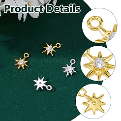 4 Stück 2 Farben 925 Sterling Silber klare Zirkonia 8-zackige Stern Charms&nbsp;STER-DC0001-98