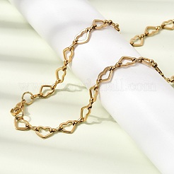 Schmucksets aus Herzgliederkette und Armband aus Edelstahl 304&nbsp;SJEW-L199-13G