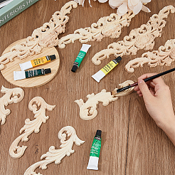 8 pièce 2 styles d'appliques artisanales sculptées en bois massif naturel&nbsp;AJEW-DC0001-61