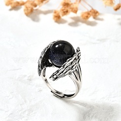 Bagues ajustables en obsidienne naturelle&nbsp;RJEW-K241-04AS-09