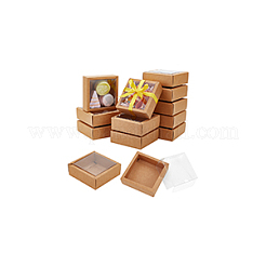 Scatole per biscotti quadrate in carta con finestra in pvc trasparente&nbsp;CON-WH0098-16A-03