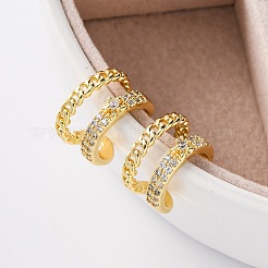 Orecchini a polsino con micro pavé di zirconi chiari in ottone placcato cremagliera&nbsp;EJEW-H147-14G