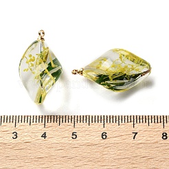 Anhänger aus transparentem Harz mit getrockneten Blumen&nbsp;RESI-A043-02C