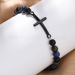 Braccialetti elastici rotondi in sodalite naturale&nbsp;BJEW-F493-06EB
