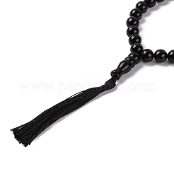 Natürlich gefärbte und erhitzte Stretch-Armbänder aus schwarzen Achatperlen&nbsp;BJEW-I319-01G