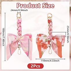 2 Stück 2 Stile Bowknot Zinklegierung mit Polyester-Taschen-Verlängerungsketten&nbsp;FIND-GO0003-73