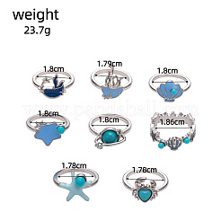 9 Stück Set Fingerringe aus Ozeanlegierung mit Emaille&nbsp;WGEDDBB-01
