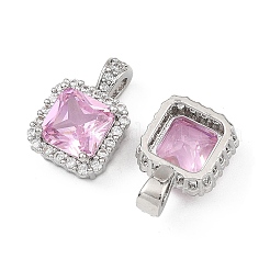 Messing-Anhänger mit rosa Zirkonia-Pavé&nbsp;CU-B002-09P