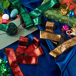 Thème de Noël 3 rouleau 3 couleurs ruban effiloché en polyester&nbsp;DIY-TA0011-47B