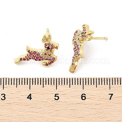 Boucles d'oreilles à tige en laiton avec micro pavé de zircons cubiques&nbsp;EJEW-M077-13G
