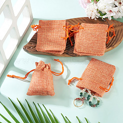 20 sachet rectangulaire en polyester imitation toile de jute avec cordon de serrage&nbsp;ABAG-TA0001-96B
