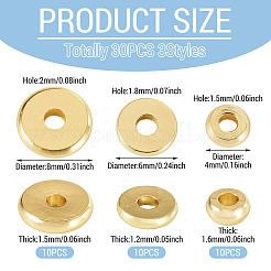 30 pièce de perles d'espacement en laiton de 3 styles&nbsp;KK-TADJ0001-09B