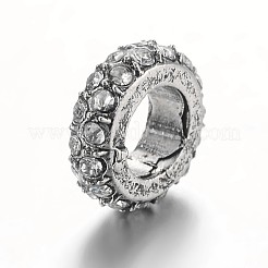 Placcato argento antico rhinestone della lega del distanziatore perline&nbsp;X-CPDL-E036-F05