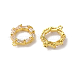 Anello di collegamento con ciondoli in ottone placcato con pavé di zirconi cubici trasparenti&nbsp;KK-H487-11G