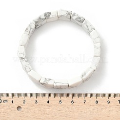 Stretcharmbänder mit quadratischen synthetischen Howlithperlen für Damen und Herren&nbsp;BJEW-C097-06V