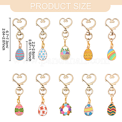 10 pz decorazioni ciondolo in lega di smalto a forma di uovo di Pasqua&nbsp;HJEW-YW00088