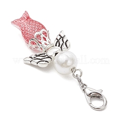 Decorazioni pendenti in vetro e plastica ABS con perle finte a forma di angelo di pesce&nbsp;HJEW-JM03608