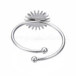 Anlaufgeschützter offener Manschettenfingerring aus Edelstahl 304 mit Cabochon-Fassungen&nbsp;STAS-T060-12P