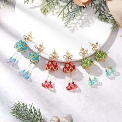 3 Paar Weihnachtsglocken-Ohrstecker aus Messing und Glas&nbsp;EJEW-MZ00612