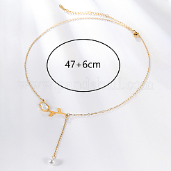 Elegante collana con catena a maglie in acciaio inossidabile a forma di tulipano e perle finte con nappe&nbsp;TI9112-1
