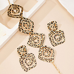 Set di orecchini e collane in lega con geometria a spirale quadrata e stampa leopardata per donna&nbsp;FS-WGA43E4-01