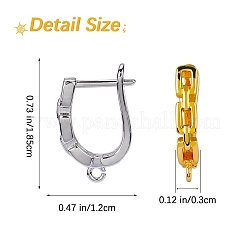 4 paio di 2 colori in ottone con risultati di orecchini a cerchio rettangolari&nbsp;ZIRC-SZ0005-04