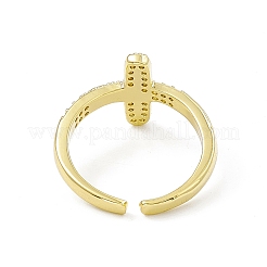 Bague de manchette ouverte crucifix en zircone cubique transparente&nbsp;RJEW-I091-13G