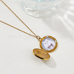 Collier avec pendentif en forme de médaillon en coquillage blanc naturel en acier inoxydable pour femme&nbsp;NJEW-HS0001-12B