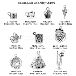 100pcs 10 colgantes de aleación de zinc de estilo tibetano con tema de té&nbsp;TIBEP-CJ0001-69