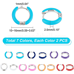 7 paire de boucles d'oreilles créoles épaisses en acier inoxydable 304 de 7 couleurs avec émail pour femmes&nbsp;EJEW-DC0001-19