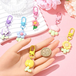 6 pz decorazioni pendenti in resina a forma di fiore&nbsp;HJEW-YW00056