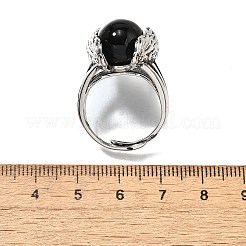 Bagues ajustables en obsidienne naturelle&nbsp;RJEW-K241-04AS-09