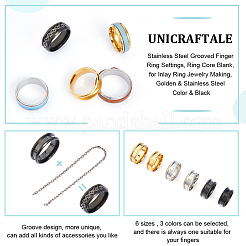 36 Stück 18 Stil 201 Edelstahl geriffelte Fingerring-Einstellungen&nbsp;RJEW-UN0002-84
