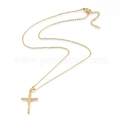 Collane con ciondolo in ottone con micro pavé di zirconi chiari a tema pasquale&nbsp;X-NJEW-L146-20G