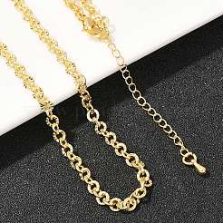 Collane con catena rolò testurizzata in ottone da 4 mm per uomo e donna&nbsp;NJEW-L012-05G