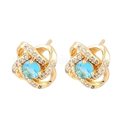 Aretes de latón con micro pavé de circonio cúbico para mujer&nbsp;KK-A305-10G