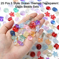 Set di perle di vetro trasparenti a tema oceano da 25 pz. 5&nbsp;GLAA-YW0003-40A