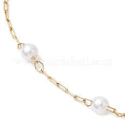 Tobilleras de cadena con perlas de imitación de acero inoxidable 304 y ABS para mujer&nbsp;AJEW-AN00689