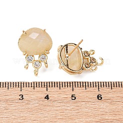 Ohrstecker aus Messing mit Mikropflaster und Zirkonia und natürlichem Mondstein&nbsp;KK-Z096-05G-13