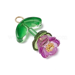 Copriperline in acrilico trasparente con perline distanziatrici in lega stile tibetano a forma di margherita e perline di vetro trasparenti verniciate a spruzzo e pendenti in perle di imitazione in plastica ABS&nbsp;PALLOY-JF03630