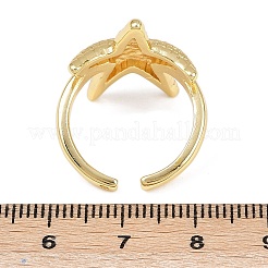 Bagues manchettes en laiton sur le thème de l'océan&nbsp;RJEW-C135-01G-01