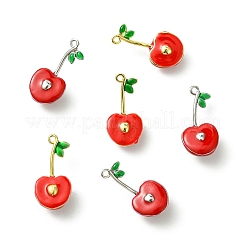 6 Stück 2 Farben Kirsche Messing Emaille Anhänger&nbsp;KK-CJ0003-18