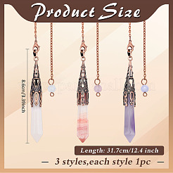 3 stücke kegel natürliche rose quarz & amethyst & malaysia jade & kirsche quarz glas wünschelrutenpendel&nbsp;PALLOY-MA00007