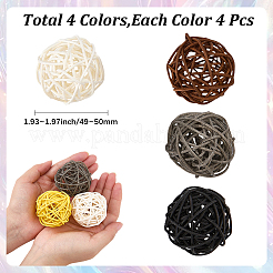 16 boule de rotin en osier de 4 couleurs&nbsp;AJEW-SC0004-26A