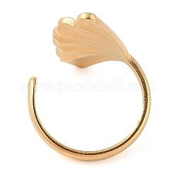 Ionenplattierung (IP) 304 Edelstahl Blatt offene Manschettenringe für Frauen&nbsp;RJEW-Z057-05G