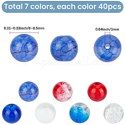 280 pz 7 colori misti perline di vetro craquelé&nbsp;GLAA-SC0003-47