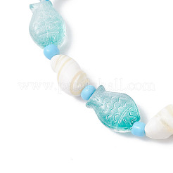 2 Stück 2 Stile natürliche Muschel & Glas & Glasperlen Stretch-Armbänder Set&nbsp;BJEW-JB12209