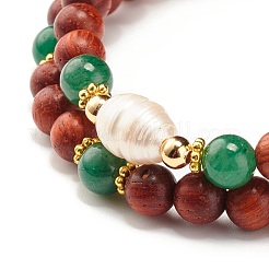 Armbandset mit runden Naturholzperlen&nbsp;BJEW-JB07275