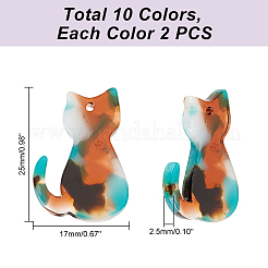 20 colgante de acetato de celulosa (resina) opaco de 10 colores&nbsp;RESI-PH0001-82